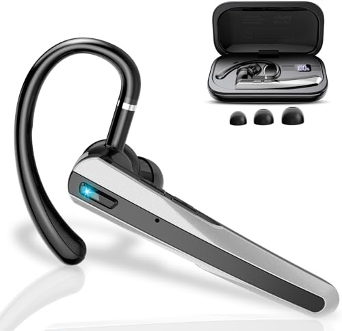 Atheewon V5.3 Bluetooth Headset, Headset Kabellos Freisprech mit ENC Dual Geräuschunterdrückung Mic, 120 Std Spielzeit In-Ear mit LED-Ladebox, Bluetooth Ohrhörer für Handy/Trucker Fahrer/Geschäft