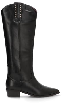 Etika Botas Altas Camperas para Mujer, Bota de Caña Alta (39cm) Estilo Cowboy con Tacón Bajo de 4cm y Cremallera, Modelo 110552 Negro - 37