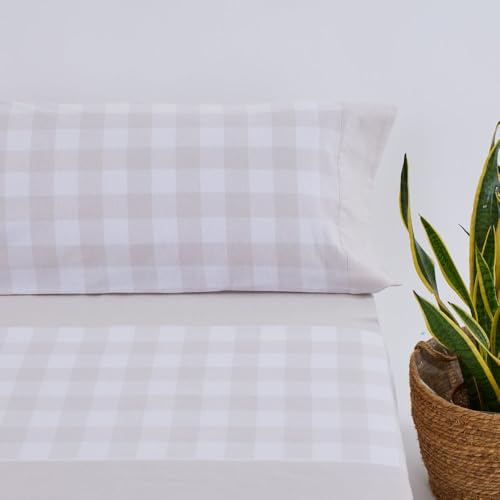 10XDIEZ Sábanas Franela Damas - Cama de 135cm, Arena | En seda, color arena, tamaño cama de 135cm, estilo moderno, para tu dormitorio, suave al tacto y fácil de lavar