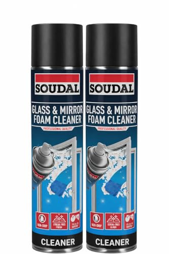 Glass & Mirror Foam Cleaner 750ml – Streak Free Foam Spray for Mirrors, Glass, Windows & Chrome, Removes Dirt, Grease & Fingerprints (Pack of 2)