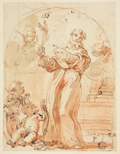 DTVWHQOHR Famous Art Painting Artwork Print Poster Standing Franciscan Saint Holding Crucifix by Battista Gaulli Wall Canvas Poster for Office Decor 60x90cm