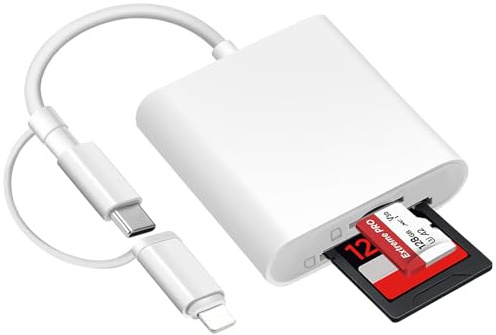 Lecteur de carte SD certifié Apple MFi pour iPhone, lecteur de carte SD USB C Lightning pour MicroSD/SD, adaptateur OTG de type C, lecteur de carte mémoire 2 en 1 SD/TF pour appareil photo/caméra pour