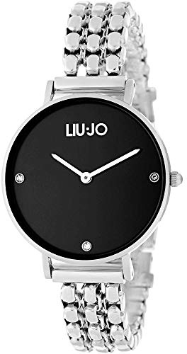 LiuJo Framework TLJ1386 - Orologio da polso da donna, in acciaio inox, colore: Argento/Nero, Impermeabilità: 3Bar, diametro: 32 mm, TLJ1386
