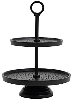Light & Living Etagere Lutek - Schwarz - 2 Schichten | Rund - Modern, luxuriös - Metall - Servierständer - Servierplatte - Tortenständer/Cupcake Ständer - Servier-Tablett