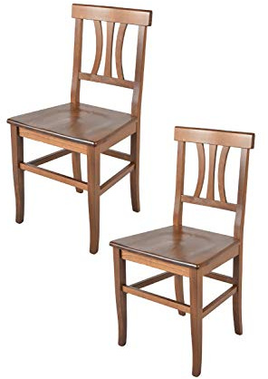 t m c s Tommychairs - 2er Set Stühle Artemisia für Küche und Esszimmer, Robuste Struktur aus lackiertem Buchenholz in der Farbe Nussbraun und Sitzfläche aus Holz