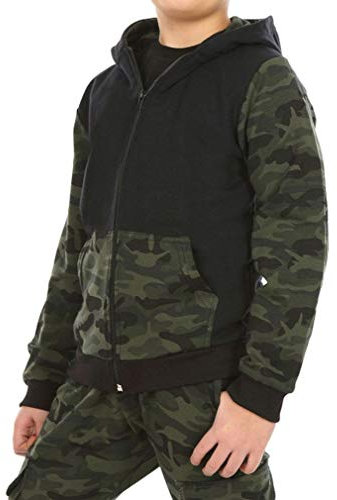 Dykmod Jungen Camouflage Hoodie Sweatjacke Pullover Kapuzenpullover Zip hk218 134 Camo Schwarz