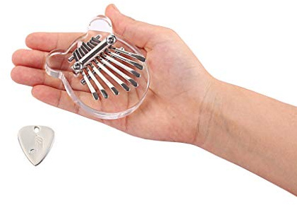 Alnicov 8 Key Mini Kalimba Acrylic Transparent Finger Thumb Piano for Beginners Kids Adult Professional Bear Ears Shape