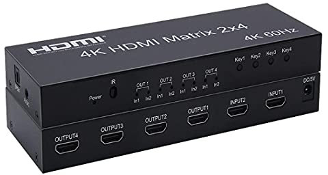 Fashion Swallows 4k HDMI Matrix 2X4 Splitter 4K 60Hz 2 in 4 Out HDMI Splitter Switcher Extracteur Audio AUX SPDIF Réduire pour PS3 / 4 TV DVD