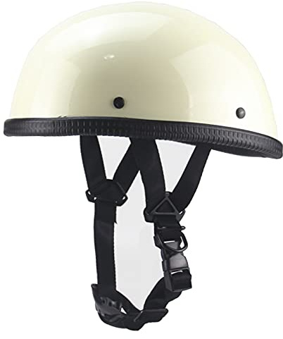 Casco Moto Jet Motociclo Casco Aperto Mezzo Casco Motocicletta Casco Demi-Jet Mezzi Caschi Casco Moto Vintage Brain-Cap Casco Da Ciotola Adulti Certificazione DOT/ECE,Bianca,XL