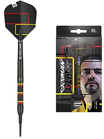 TARGET Darts Gabriel Clemens - Juego de Dardos (80% tungsteno, Punta Suave, 20 g), Color Negro, Amarillo y Rojo