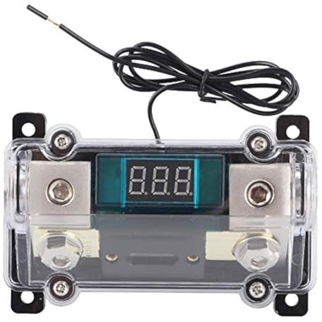 Car Audio Sicherungshalter, 12V-24V, 100A, Stereo, Yacht Sicherungshalter, Box Verteilerblock, 1x0GA In, 1x4GA Out, mit Digitaler Spannungsanzeige für Auto, Yacht, Marine Boot/Yachtteile
