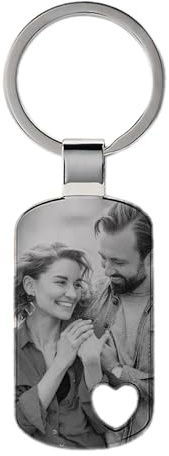 Geschenke 24 Schlüsselanhänger mit Foto I Personalisierte Gravur I Wunschtext auf der Rückseite I Persönliche Geschenkidee zum selber gestalten I Glücksbringer mit Bild