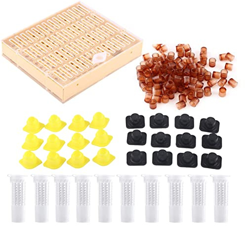 Apicoltura Queen Allevamento Nicot Incubatore Api Regina Innesto Kit Queen Allevamento Box Gabbia Strumenti per L'apicoltura Cell Bar Blocchi e Tappi 110 Tazze Cellule per Apicoltura