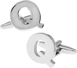 Stfery Manschettenknöpfe Herren Kunst, Manschettenknöpfe Buchstabe Silber Versilbert Cufflinks Buchstabe Q Schmuck Geschenk