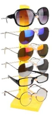 TOMYEUS Brillenhalter 6 Schichten Form Display Ständer for Gläser Sonnenbrille Schmuckanzeige Halter 3D Brille Rahmen Kunststoff und Metallhalter Sonnenbrillen-Organizer (Color : Yellow)