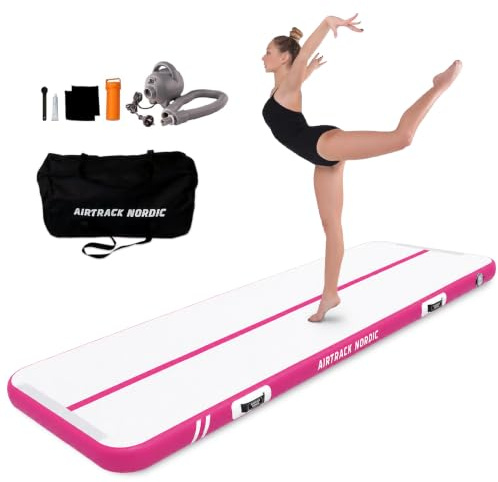 AirTrack Nordic Standard Air Track Matte 3m/4m/5m/6m/7m/8m mit Luftpumpe, Turnmatte Aufblasbar für Gymnastik, Yoga - Langlebig & Einfach zu Transportieren, Air Tracking Gymnastikmatte fur Zuhause