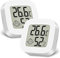 Ainiv Thermomètre Hygromètre Interieur, 2PCS Mini LCD Termometre Maison, Moniteur de Température et Humidimètre Indicateur du Niveau de Convient pour Les Chambres D'enfants, Maison, Bureau (Blanc)