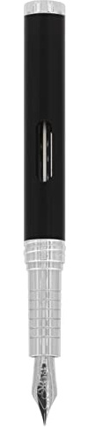 DIPLOMAT NEXUS Füllhalter Edelstahlfeder mit Tintenglas Schwarz/Federstärken: M/Füllfederhalter/Handgefertigt/mit Geschenkbox/Füllhalter Füller Fountain Pen/Farbe: Schwarz/Chrom
