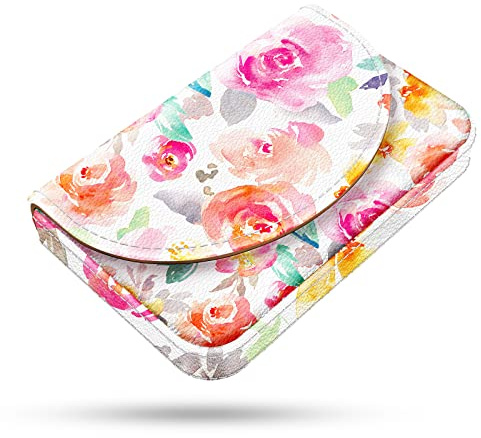 xiviers Visitenkartenhalter, PU-Leder, Visitenkartenetui, Farbdruckmuster, Kartenhalter, Brieftasche, Taschen, magnetische Kreditkartenhalter für Männer und Frauen, Aquarell-Blumen