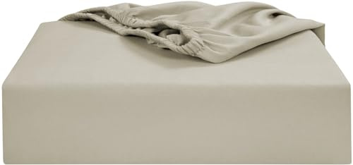 Soroor Bedding & Linen, Microfiber King Size Fitted Sheets, Beige Deep Pocket 12 inch Bed Sheets, Super Soft Fabric & Elastic Hem Fitted Sheet | 150 x 200 x 30 cm King Size Bed Sheet