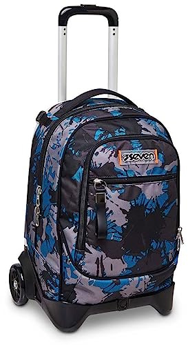 Seven Trolley Scuola Sganciabile New Tech, Blu, CHROMO FLUID BOY, 3 in 1 Spallacci per Uso Zaino, Zaino Scuola Bambini e Ragazzi