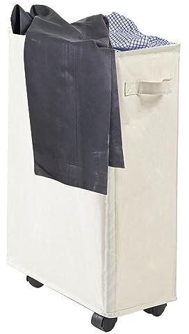 higyee Panier à Linge avec roulettes | Grand Panier Pliant Fin sur roulettes,Rangement pour vêtements 42L, granpoubelle Pliable autoportante, bacs Rangement d'angle étroits