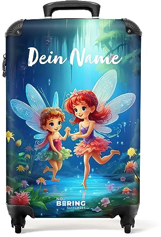 NoBoringSuitcases.com® Kinderkoffer Mädchen - Feen am Wasser - Trolley - 55x40x20 - Fotokoffer - Personalisiert