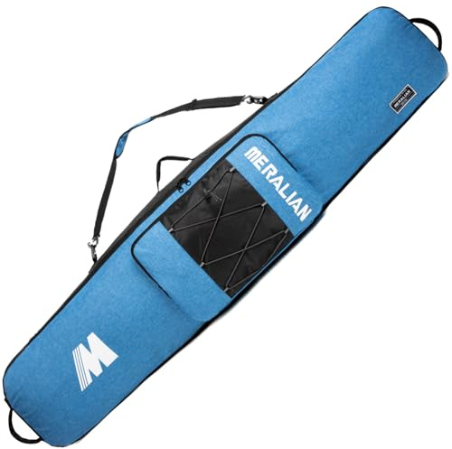 MERALIAN Snowboard-Tasche für Flugreisen, gepolsterte Snowboard-Tasche, passend für Board, Stiefel, Jacke, Hose, Helm und Ausrüstung, erhältlich in 155 cm und 165 cm, Schwarz/Blau, 165 cm