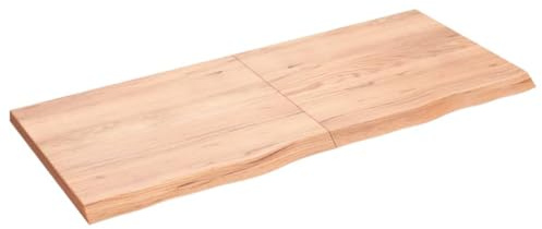 vidaXL Tischplatte, Schreibtischplatte mit Naturkante, Holztischplatte für Esstische Couchtische, Esstischplatte Couchtischplatte DIY Platte, Hellbraun Massivholz Eiche Unbehandelt