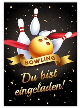 Minkocards 12 Einladungskarten zum Kindergeburtstag Bowling Kegeln Bowling-Party Mädchen Jungen Einladung Mädchengeburtstag Jungsgeburtstag