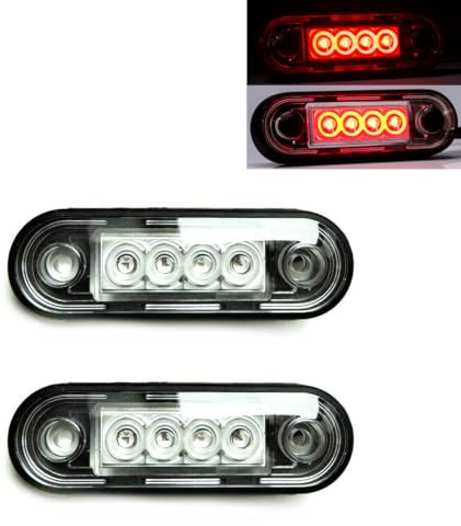 MelTruck 2x LED Umrissleuchte mit Gummiunterlage, 4–8 LEDs, 12V/24V, IP68, E9, für LKW PKW Anhänger Trailer Wohnwagen Bull Bar, weiß/gelb/rot Varianten