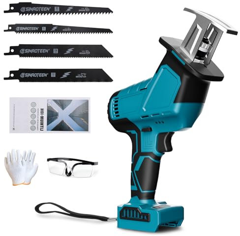 Sega recipro compatibile con Makita 18V Batterie, con 4 lame, sega a sciabola portatile per metallo, legno, tubi in PVC, taglio ad albero (Senza Caricatore)