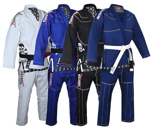Twister Progress 5.0 Brazilian Jiu Jitsu Gi | BJJ Gi | Lightweight Preshrunk Pearl Weave | With Pants and Jacket 475gram (Navy Blue, A2)