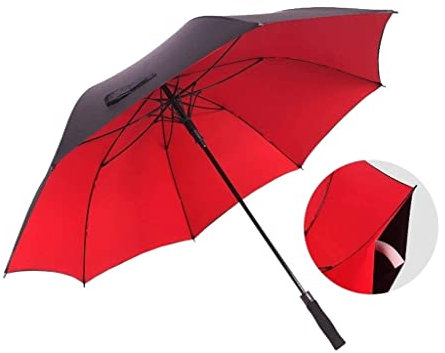 DRMEE Regenschirm Sturmfest Golfschirm Uv. Schutz Automatischer offener doppelter Baldachin entlüfteter Sonnenregen-Regenschirm wasserdichte Stockschirme Umbrella Schirm(Color:Rood)