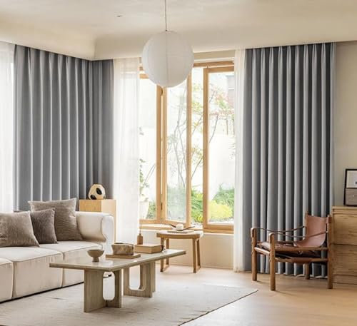 Beydodo Verdunkelungsvorhänge mit Ösen Grau 137x214CM, Gardinen Blickdicht 2er Set Modern Einfach mit Textur Vorhang Verdunkelnd Chenille Kinderzimmer Schlafzimmer