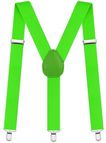 Aomig Hosenträger für Herren, stark breit 3,5 cm, mit sehr starken 4-Metall-Clips, Länge einstellbar, elastisch, Einheitsgröße, Männer und Damen, Breit lang Y-Style (Grün)