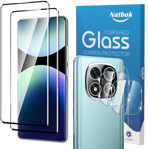Natbok 2+2 Piezas 3D Protector de Pantalla para Xiaomi Redmi Note 14 Pro+ 5G, con Protección de Cámara,Cristal Templado,Dureza 9H,Sin Burbujas, Premium Vidrio Templado para Redmi Note 14 Pro Plus