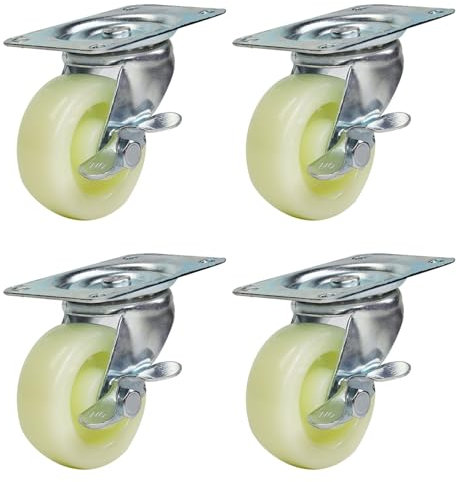 4 Stück Transportrollen,Schwerlastrollen Laufrollen Lenkrollen mit Bremse 360° Grad drehbar Lenkrollen Weiß 80 Kg Traglast pro Rolle Industrierollen (75mm)