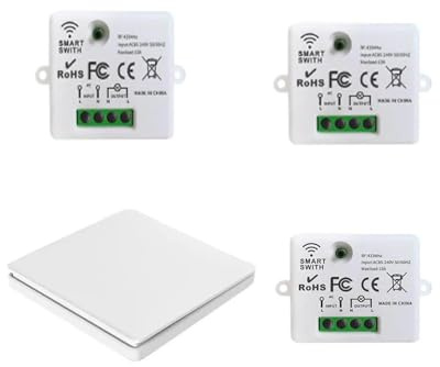 Interruptor inalámbrico de 1 canal, mando a distancia inalámbrico, 230 V, 220 V CA, juego de interruptor inalámbrico con interruptor de pared, incluye cable de pared (3 receptores y 1 transmisor