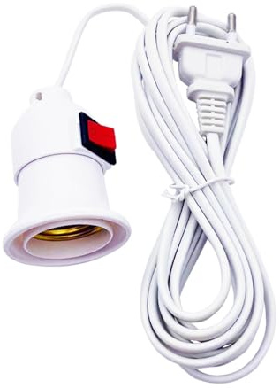 Porte-ampoule avec fiche,Porte-ampoule avec fil, Douille d'ampoule intérieure avec câble de 8,2 pieds avec bouton marche/arrêt, Douille de lumière à bouton marche/arrêt à vis E27 pour le salon