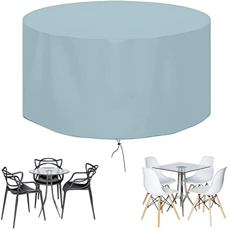 Housse de protection ronde imperméable pour table de jardin - 180 x 100 cm - Tissu Oxford 420D indéchirable - Anti-UV - Coupe-vent - Pour meubles d'extérieur