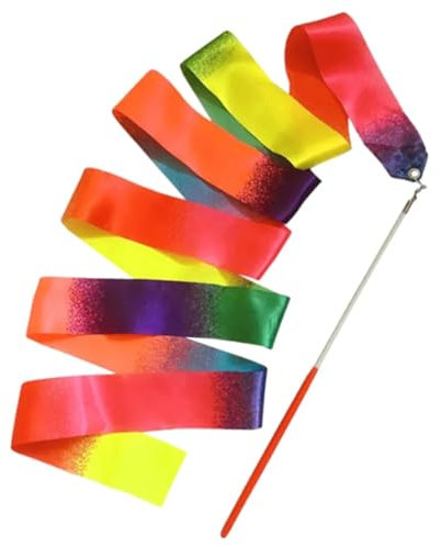 XUMKFJRE Gymnastikband mit Stab 2 m Lange farbige Gymnastikbänder mit Griff, farbenfrohe Gymnastikbänder, Metallösen, künstlerische Wirbelbänder for Feiertagsdekorationen(1 Pcs)