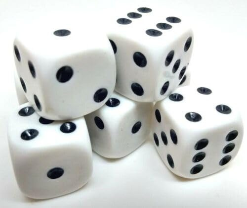 White Dice with Black Spots, 16mm, Pack of 10