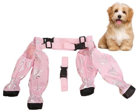 Hundeschuhe mit Hosenträgern | Wasserdichte Hundeschuhe | Stiefel mit Leggings für Hunde | Pfotenschutz | Secure Fit Hundeschuhe | Schneestiefel Winter für Schnitthunde