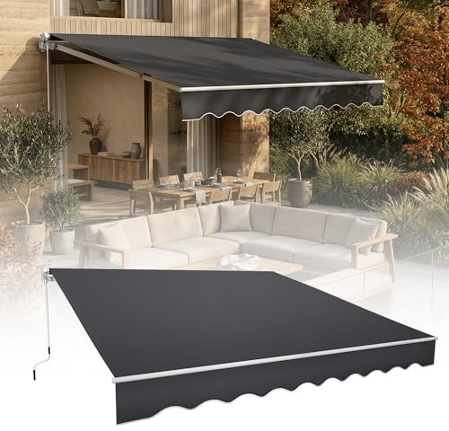 HENGMEI Store de balcon - Store de balcon à bras articulés avec manivelle - Protection solaire pour cours, balcons (400 x 300 cm)