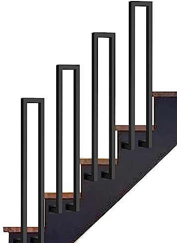 Garde-corps d'escalier en fer forgé noir pour escalier en bois - Montage latéral - Porche avant - Balustrade - 35 cm