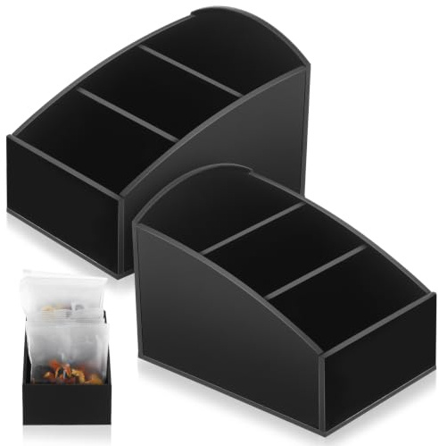 VICASKY Coffee Station Organizer Sugar Sachet Holder and Tea Bag Storage Box Countertop Bag Holder with Separate Compartments for Coffee Bar Home Hotel and Restaurant 2 pcs