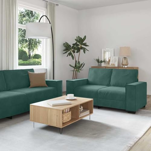 MOBCANT 3-TLG. Sofagarnitur mit Kissen Dunkelgrün Samt Schlafsofa Couchgarnitur Polstergarnitur Schlafcouch für Büro Wohnzimmer Schlafzimmer Hotel