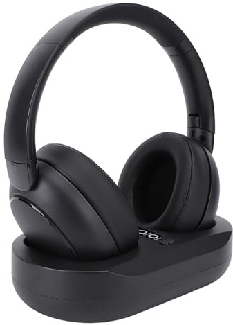 Goshyda Auriculares Inalámbricos para Observación de Televisión, Auriculares de Televisión Inalámbricos para Personas Mayores con Base de Carga, Soporte 2.4G y (Enchufe de la UE)
