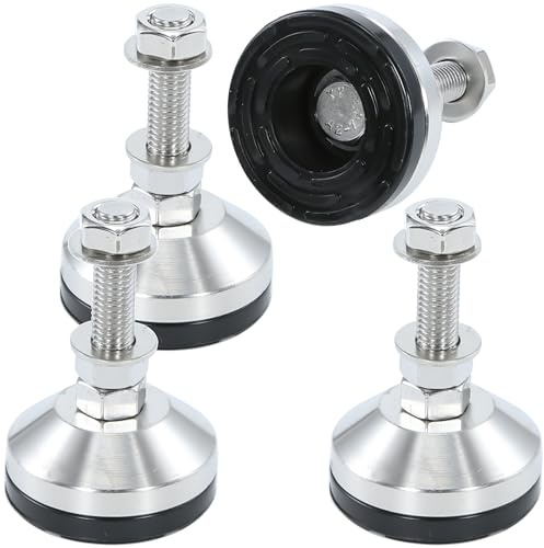 TERMATH Heavy Duty 2400 lb Capacity Stainless Steel Adjustable Leveling Feet for Shelving,Machinery Devices, Workbench,Furniture,M12 Thread, 2.33inches Dia Base, Anti-Slip Nylon Pad